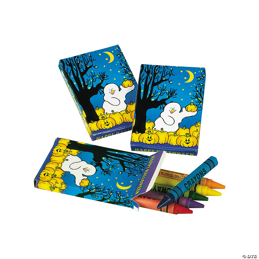 2 3/4" 6-Color Ghost Pumpkin Patch Halloween Crayons - 24 Boxes Image