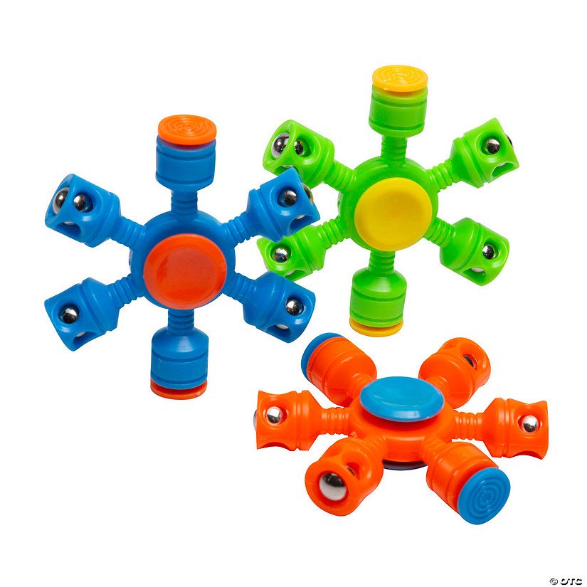 2 3/4" Brightly Colored Two Direction Weighted Plastic Fidget Spinners - 12 Pc. Image