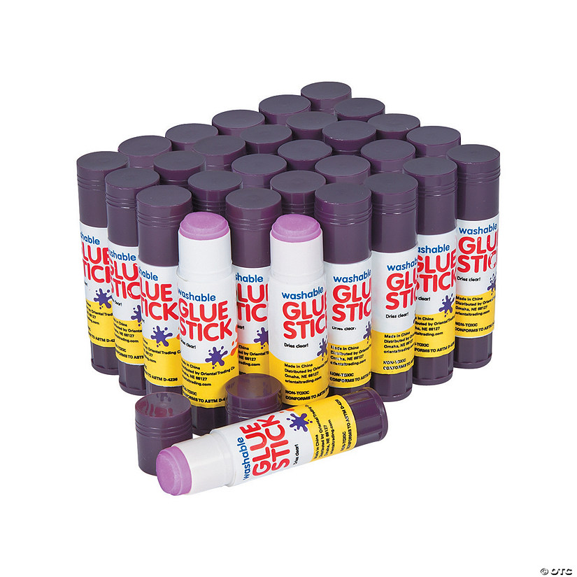 2 3/4" Bulk 30 Pc. Purple Washable Clear-Dry Glue Stick Classpack Image