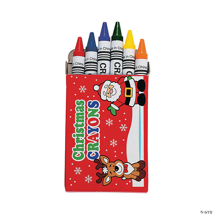 2 3/4&quot; Bulk 48 Boxes Christmas Classic Pointed Crayons - 6 Colors Per Box Image