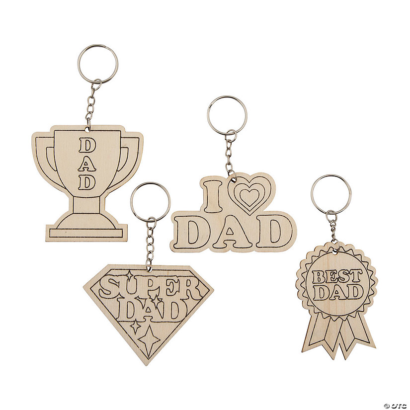 2 3/4" Color Your Own Father&#8217;s Day Message Wood Keychains - 12 Pc. Image