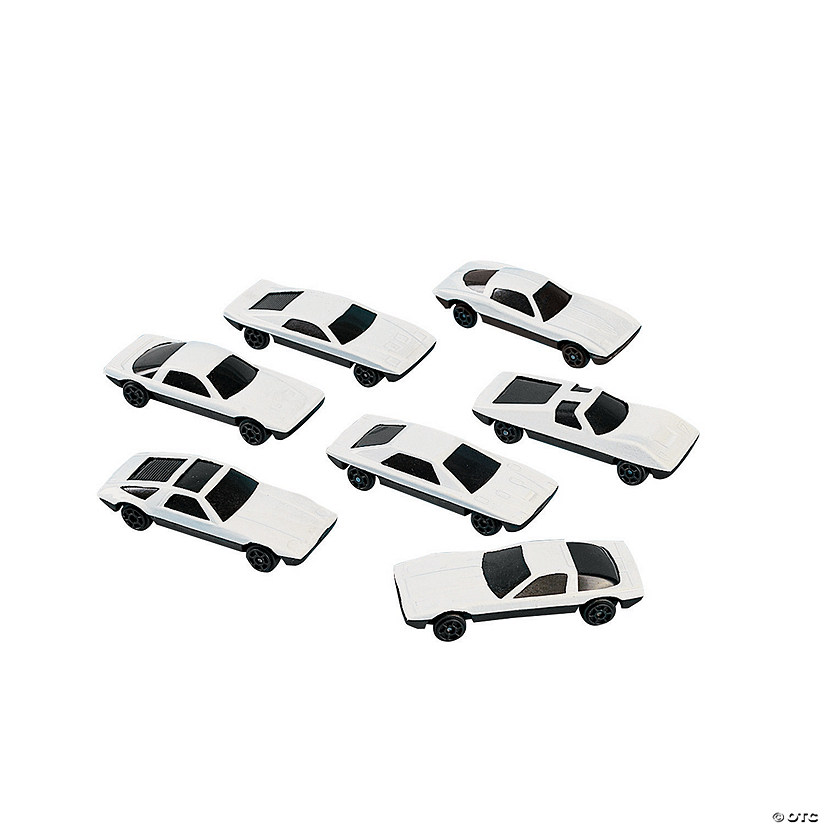 2 3/4" DIY Design Your Own White Metal Race Car Toys - 30 Pc. Image