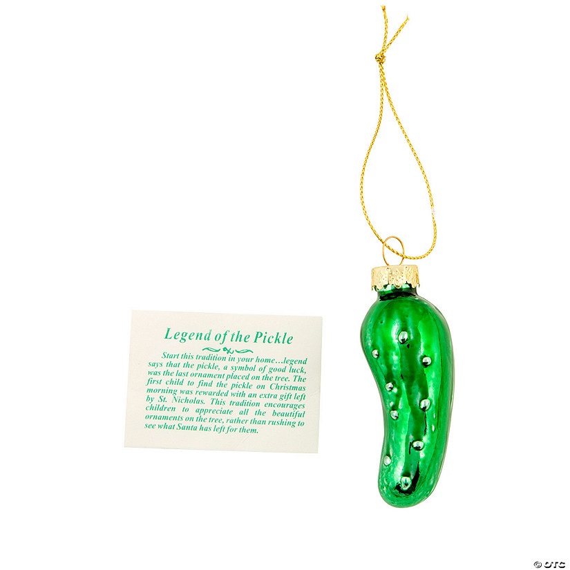 2 3/4&quot; Legend of the Pickle Glass Christmas Ornaments with Card for 12 Image