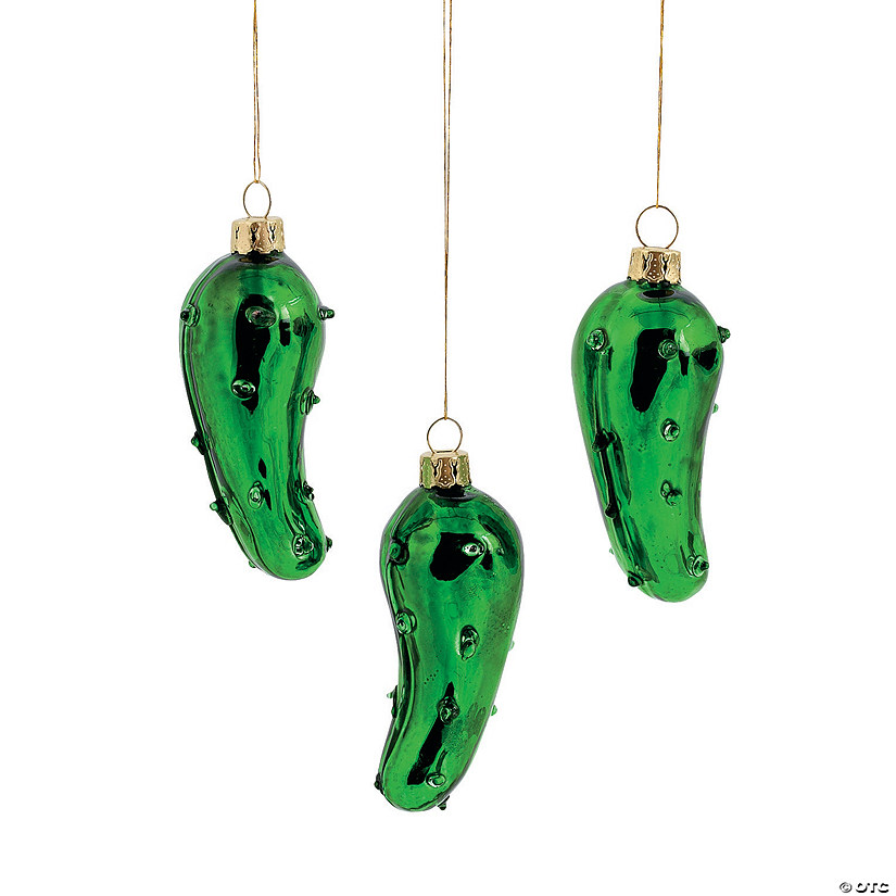 2 3/4" Legend of the Pickle Glass Christmas Ornaments with Card for 12 Image