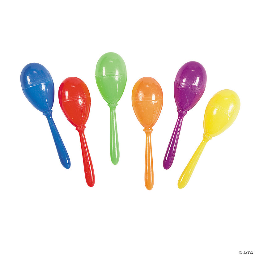 2 3/4" Mini Bright Color Plastic Maracas - 12 Pc. Image