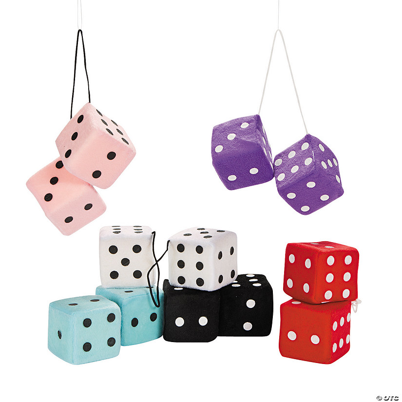 2 3/4" Mini Colorful Stuffed Pairs of Hanging Dice Handouts for 12 Image