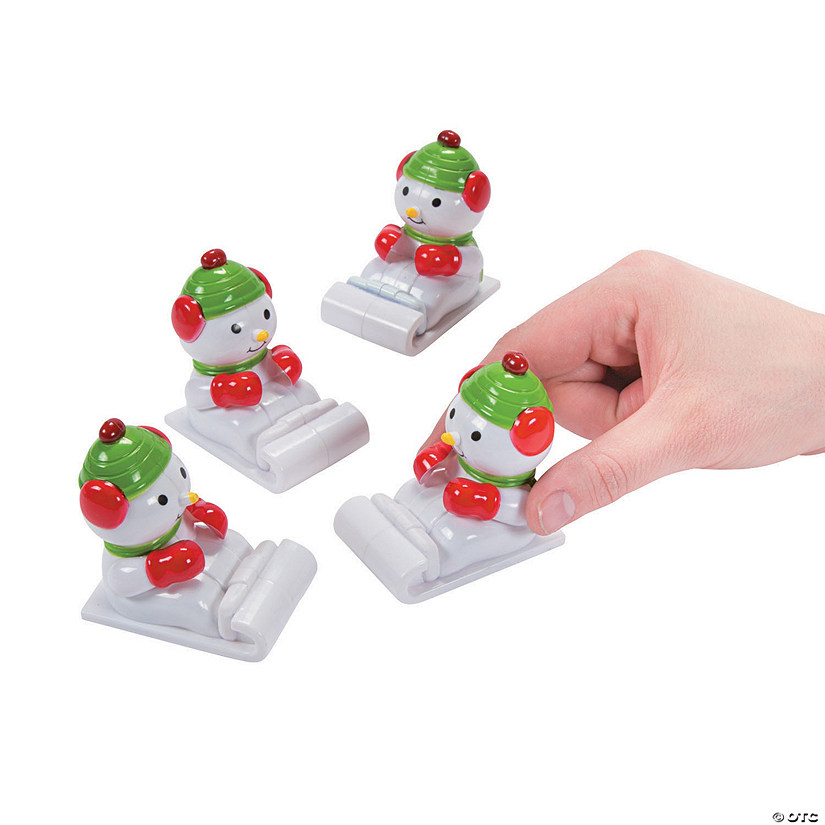 2 3/4" Mini Snowman White Plastic Pull-Back Sled Toys - 12 Pc. Image