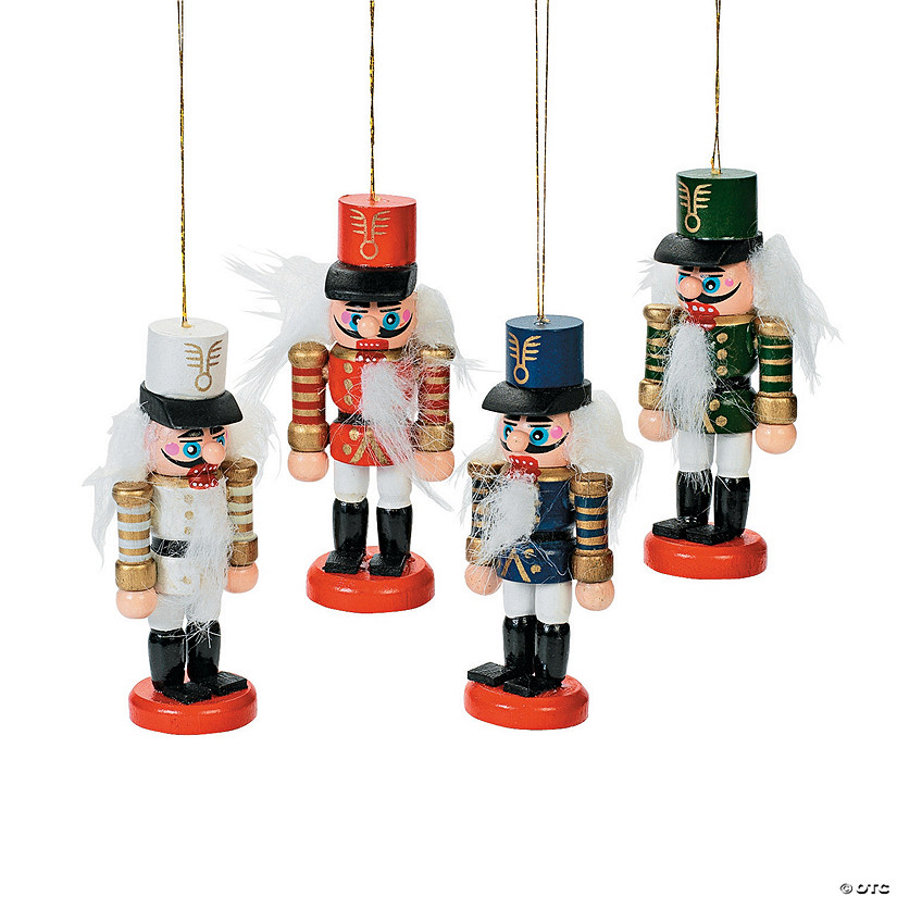 2 3/4" Nutcracker White, Red, Blue & Green Wood Christmas Ornaments - 12 Pc. Image