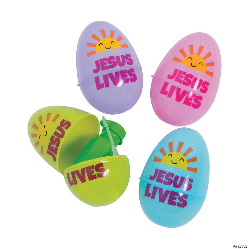 2 3/4" Religious Bubble Bottle-Filled Plastic Easter Eggs - 24 Pc. Image