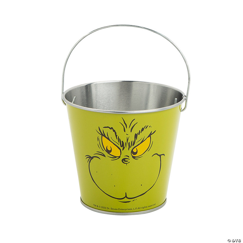 2 3/4" x 3 1/4" Mini Dr. Seuss&#8482; The Grinch Metal Favor Pails - 12 Pc. Image