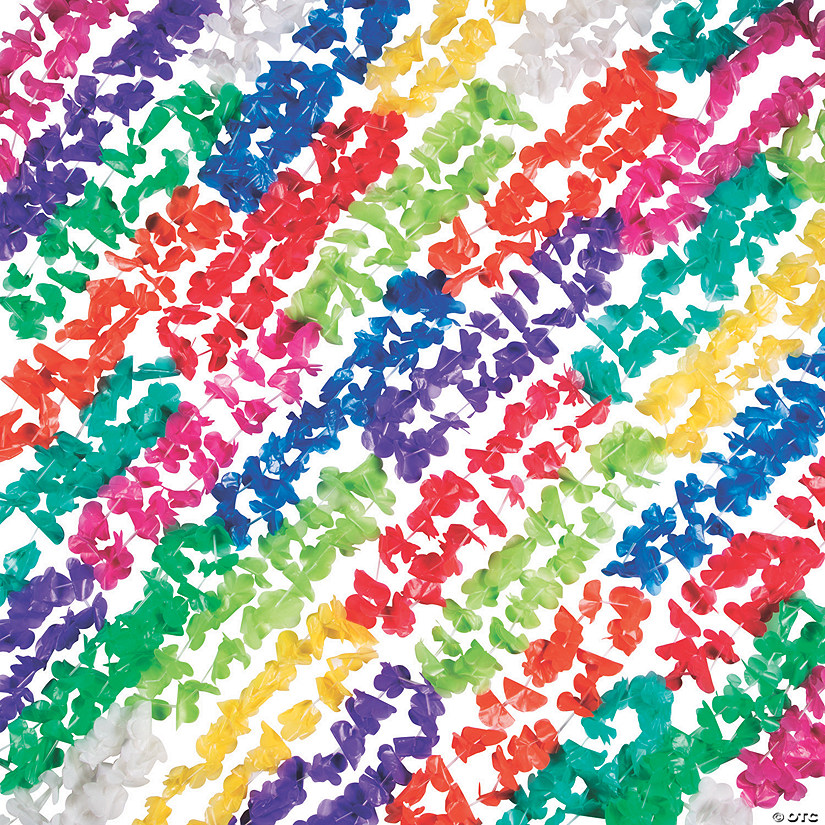 2 3/4" x 36" Bulk 100 Pc. Solid Color Bulk Plastic Lei Assortment Image