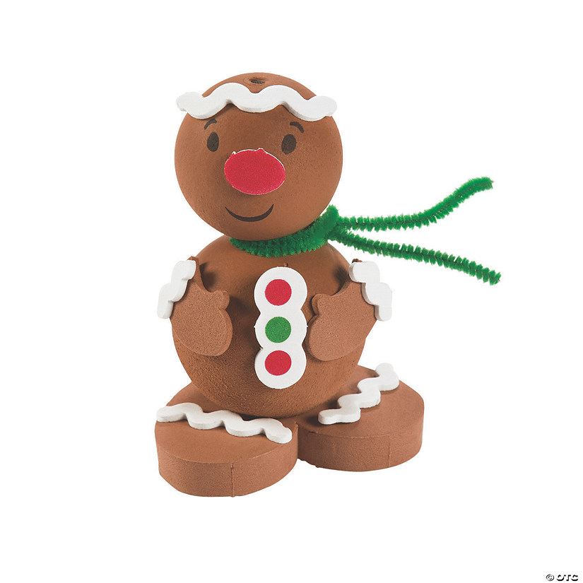 2 3/4" x 4" 3D Gingerbread Man Brown Foam Craft Kit - Makes 12 Image