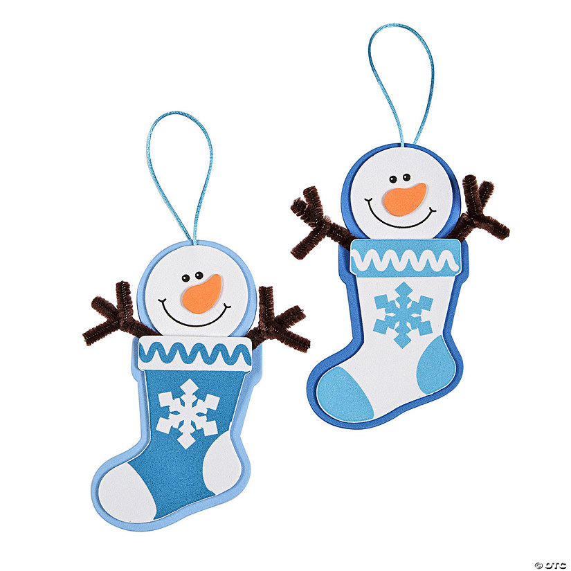 2 3/4" x 5" Winter Snowman Stocking Christmas Ornament Craft Kit - Makes 12 Image