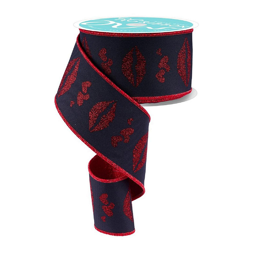 2.5" Double Layer Bold Lips Ribbon: Black/Red (10 Yards) Image