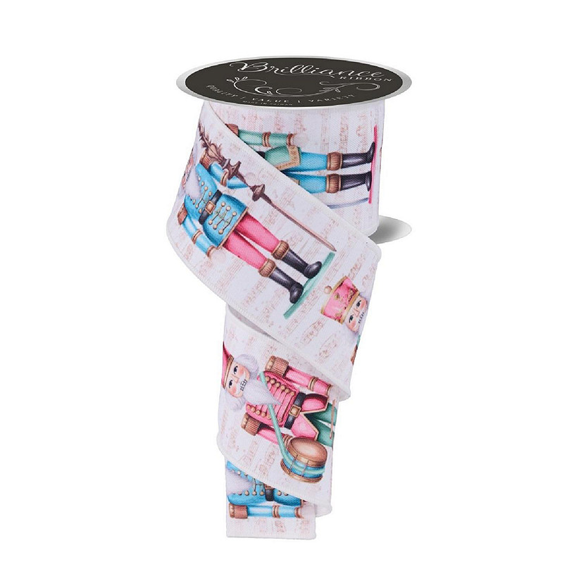 2.5" LS Nutcracker Ribbon: Ivory/Pink (10 Yards) Image