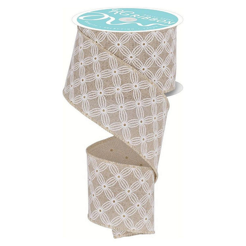 2.5" Multi Circles and Dots Ribbon: Natural (10 Yards) Image