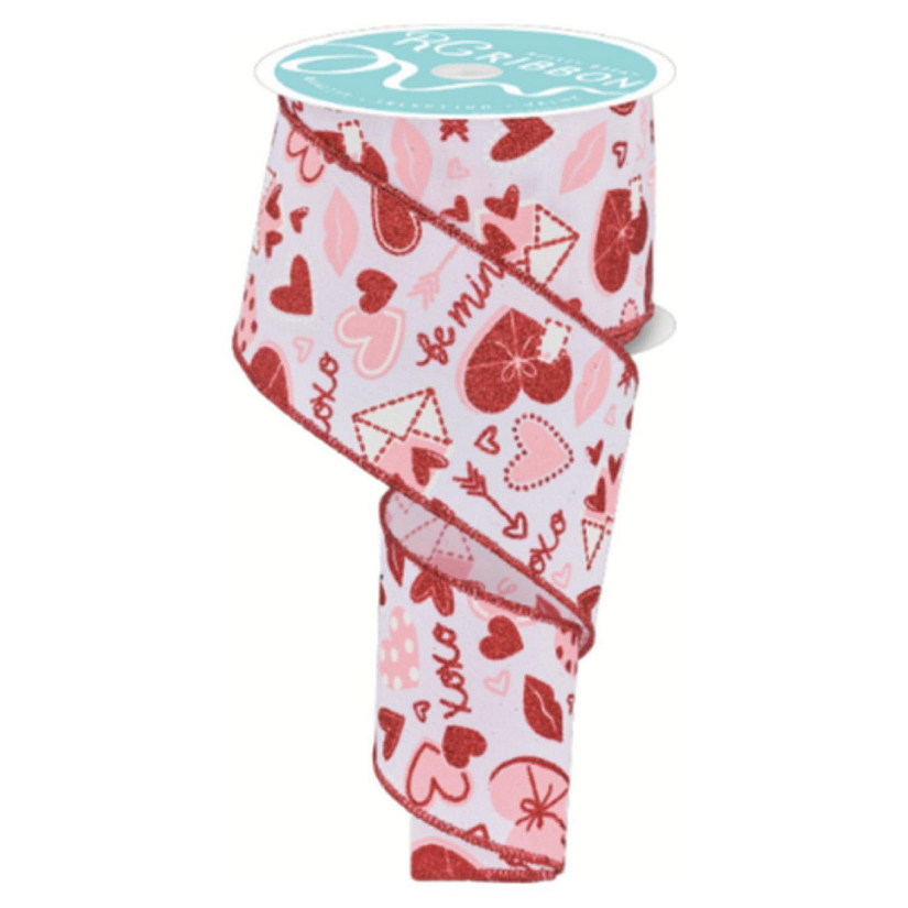 2.5" Valentine Graphics Ribbon: White (10 Yard) Image