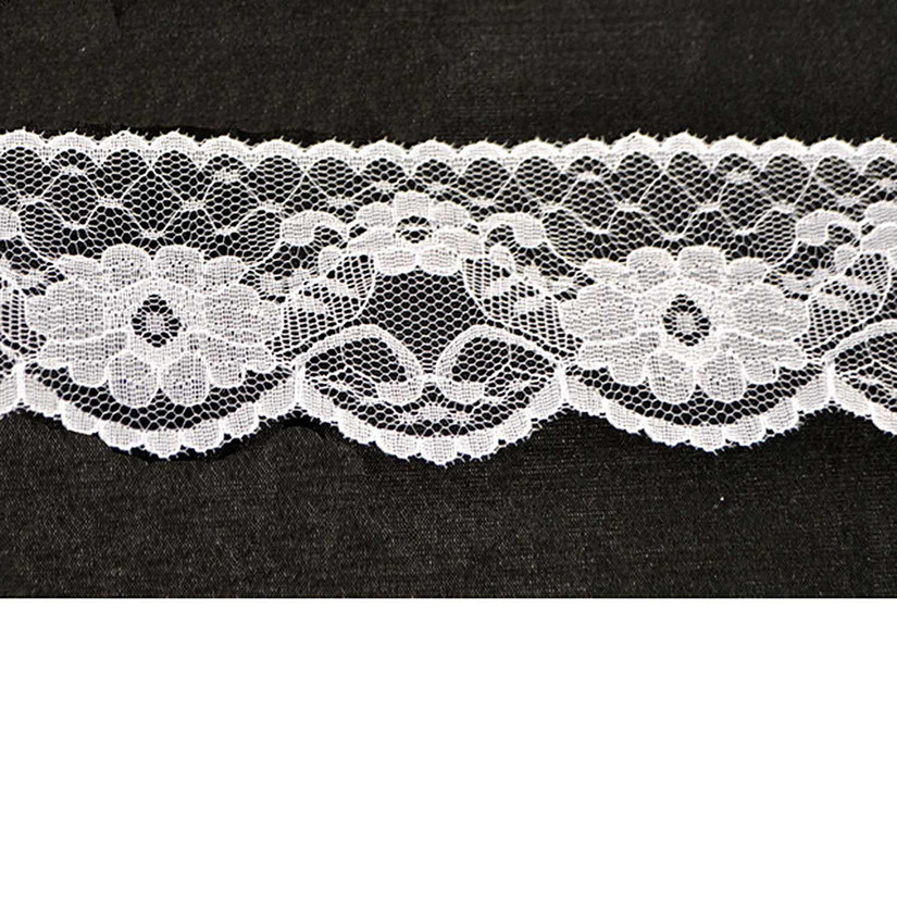 2.5" x 200 Yards White Flat Lace Trim Roll Image