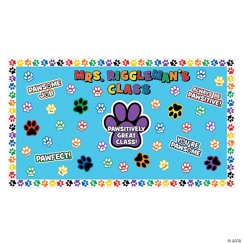 2" - 6" Inspirational Paw Print Cardstock Bulletin Board Set - 20 Pc. Image