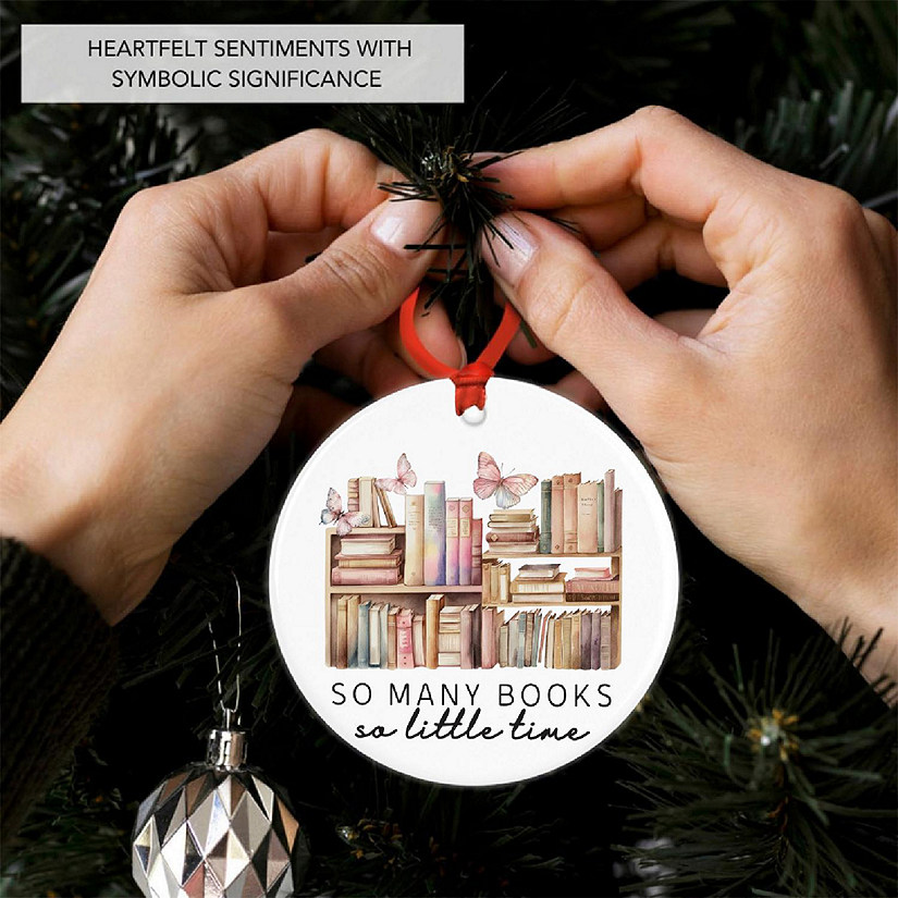 2.8" Ceramic Ornament, So Many Books Image