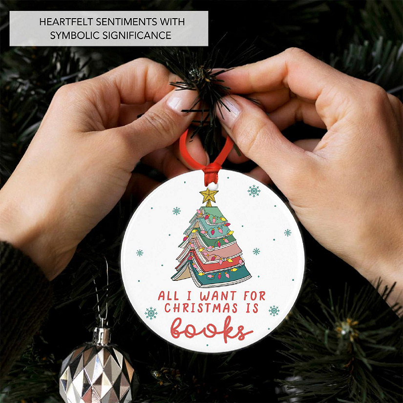 2.8" Ceramic Ornament, Xmas Book Wish Image