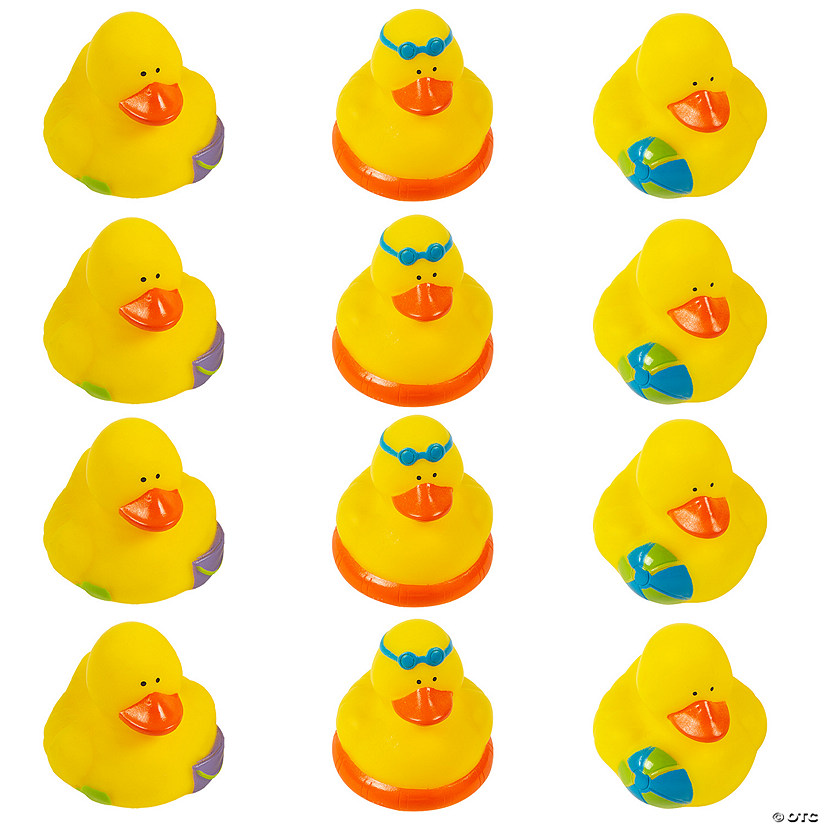 2" Beach-Themed Pool Party Rubber Ducks &amp;#8211; 12 Pc. Image