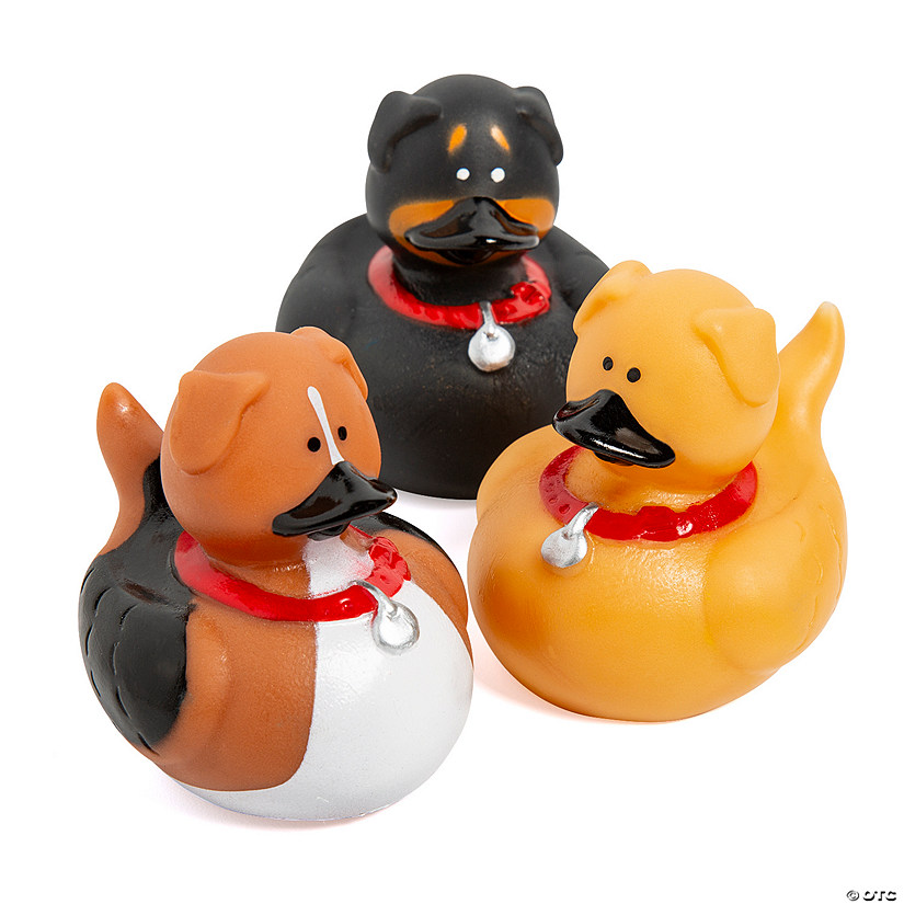2" Brown, Black and Tan Dog Character Rubber Duck Toys - 12 Pc. Image