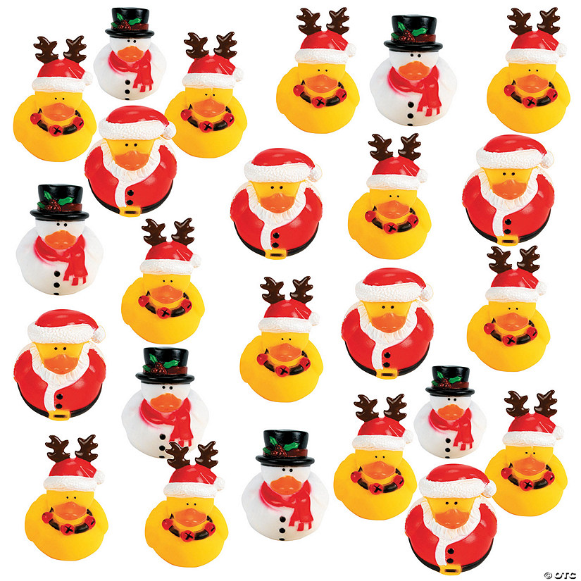 2" Bulk 120 Pc. Holiday Character Santa, Reindeer & Snowman Rubber Ducks Image