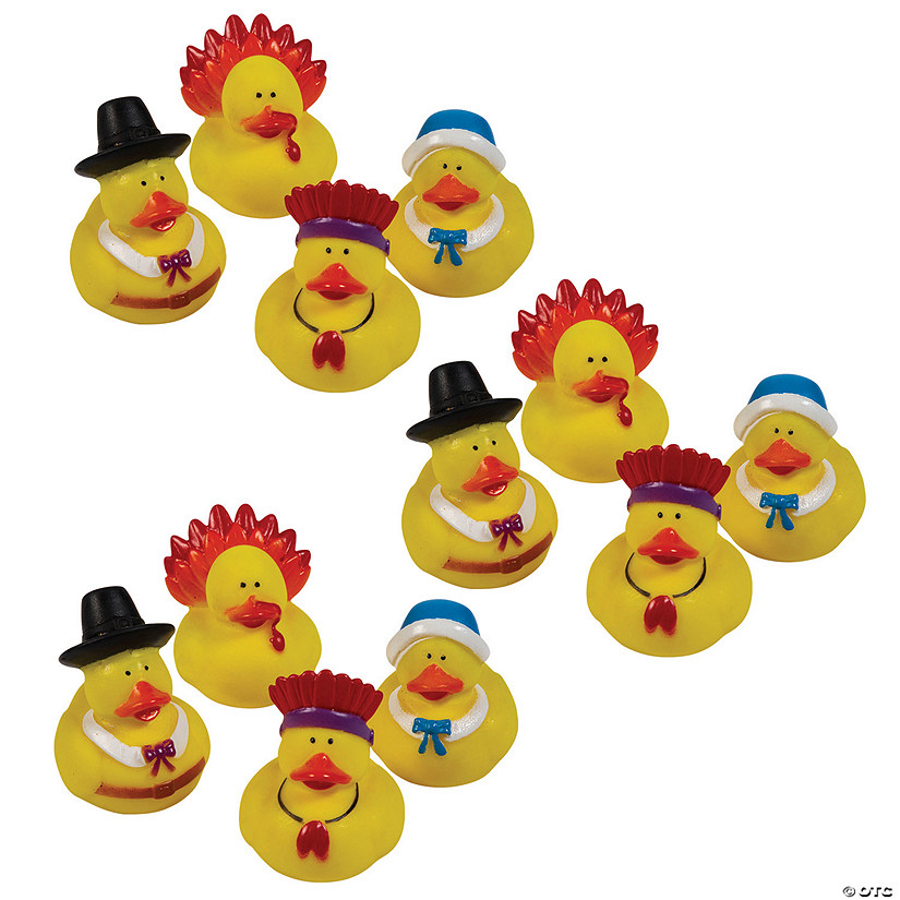 2" Bulk 120 Pc. Multicolor Fall Thanksgiving-Themed Rubber Ducks Image