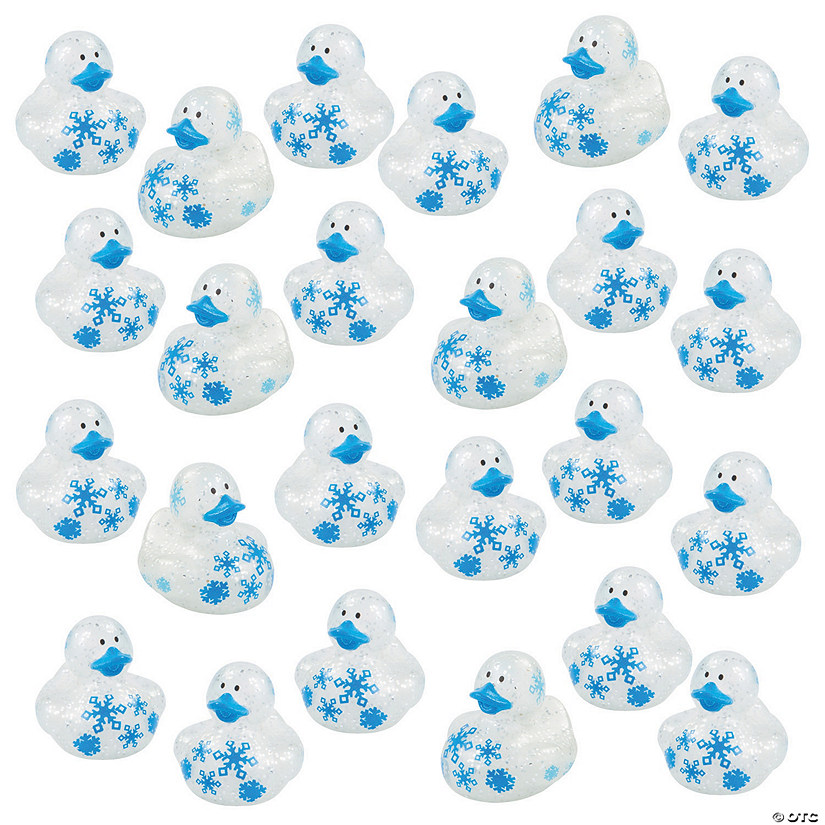 2" Bulk 120 Pc. Snowflake Blue & Silver Glitter Sparkle Rubber Ducks Image