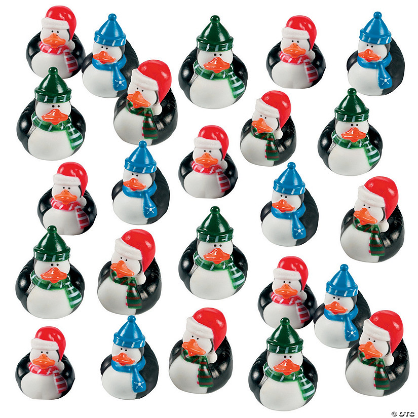 2" Bulk 120 Pc. Winter Penguin with Hat & Scarf Rubber Ducks Image