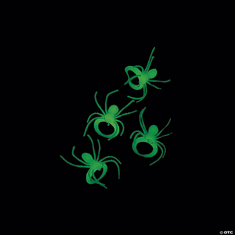 2" Bulk 144 Pc. Glow-in-the-Dark Plastic Spider Novelty Rings Image