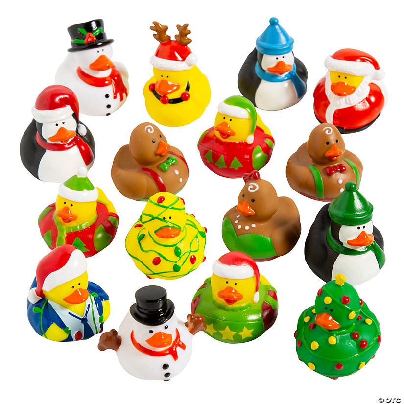 2" Bulk 50 Pc. Christmas Character & Animal Rubber Ducks Assortment Image