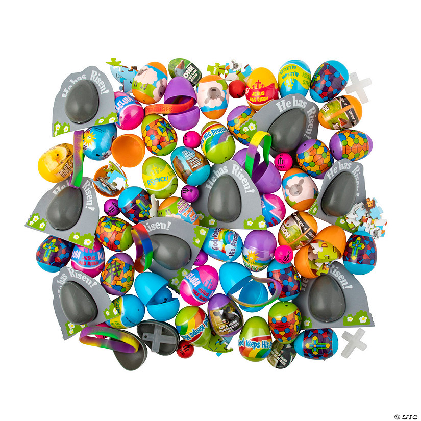 2" Bulk 504 Pc. Religious Toy-Filled Plastic Easter Egg Assortment Image