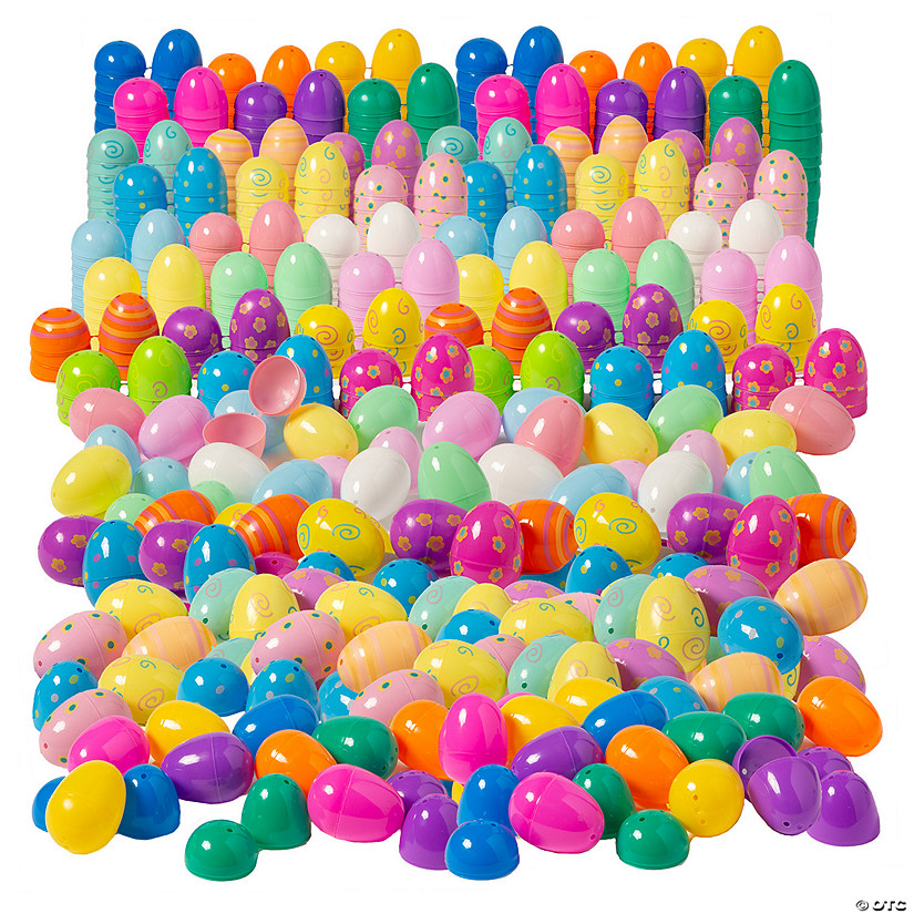 2" Bulk 864 Pc. Bright, Pastel and Patterned Plastic Easter Egg Assortment Image