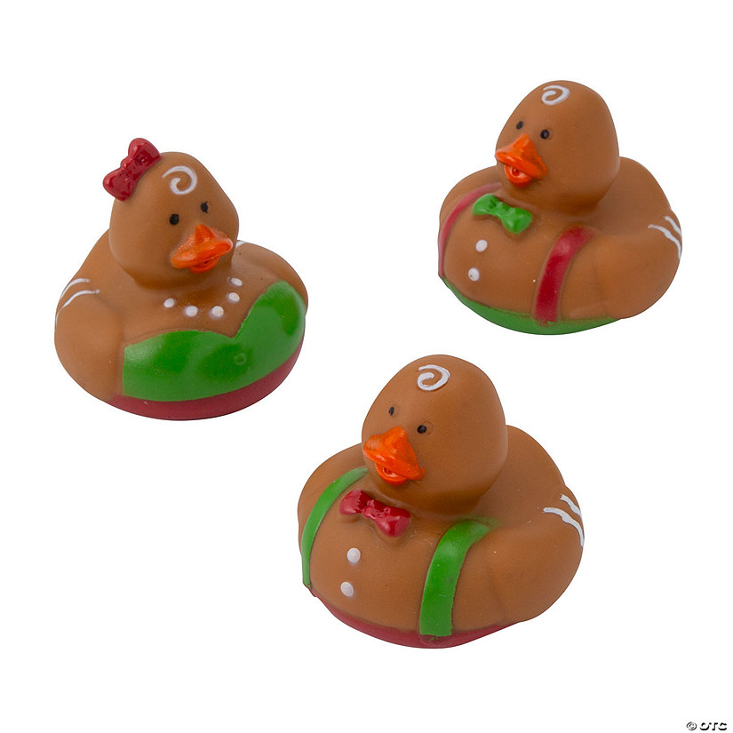 2" Christmas Gingerbread Character Brown Rubber Ducks - 12 Pc. Image