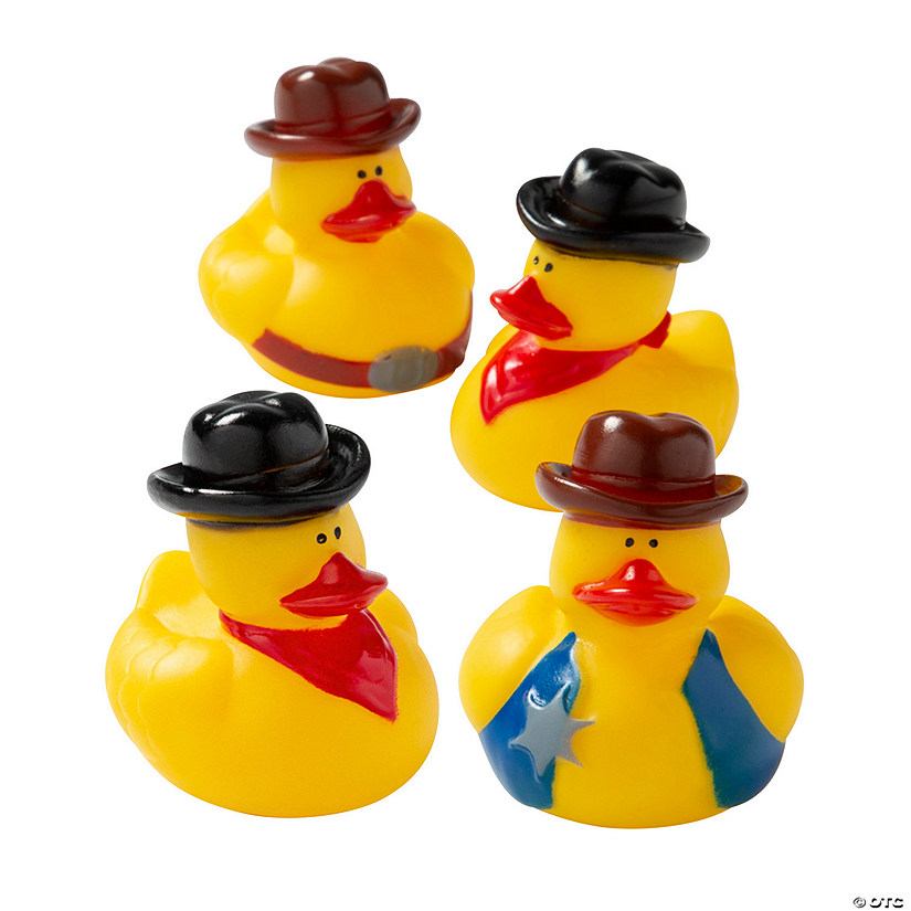2" Classic Cowboy & Sheriff Yellow Rubber Ducks - 12 Pc. Image