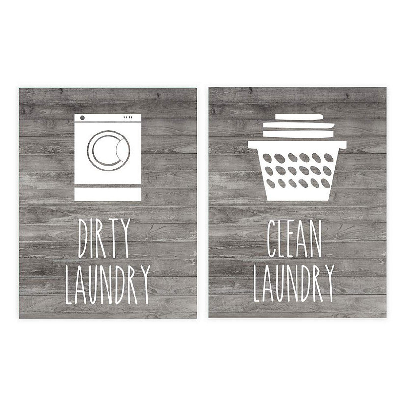 2 Clean vs Dirty Laundry Signs 8.5x11in Image