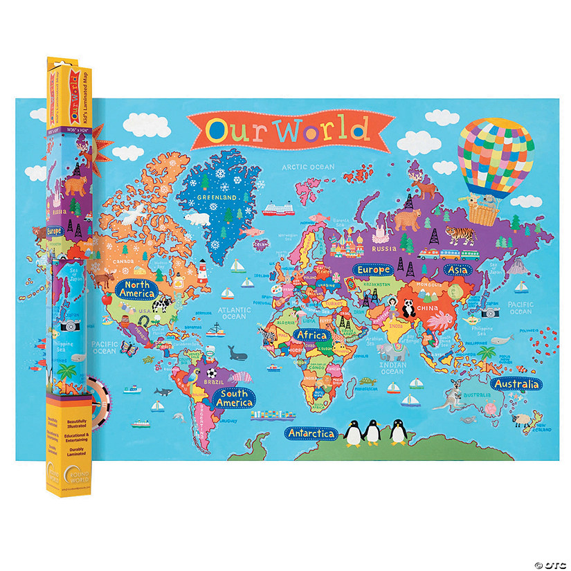 (2 Ea) World Map For Kids Image