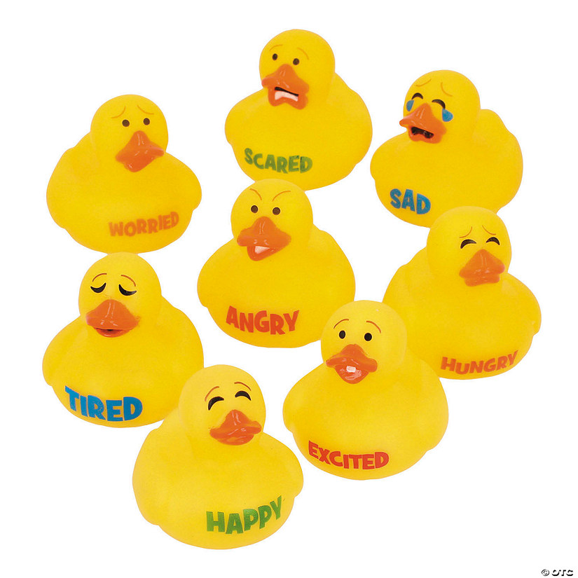 2&quot; Emotion Names &amp; Expression Rubber Ducks Set - 24 Pc. Image