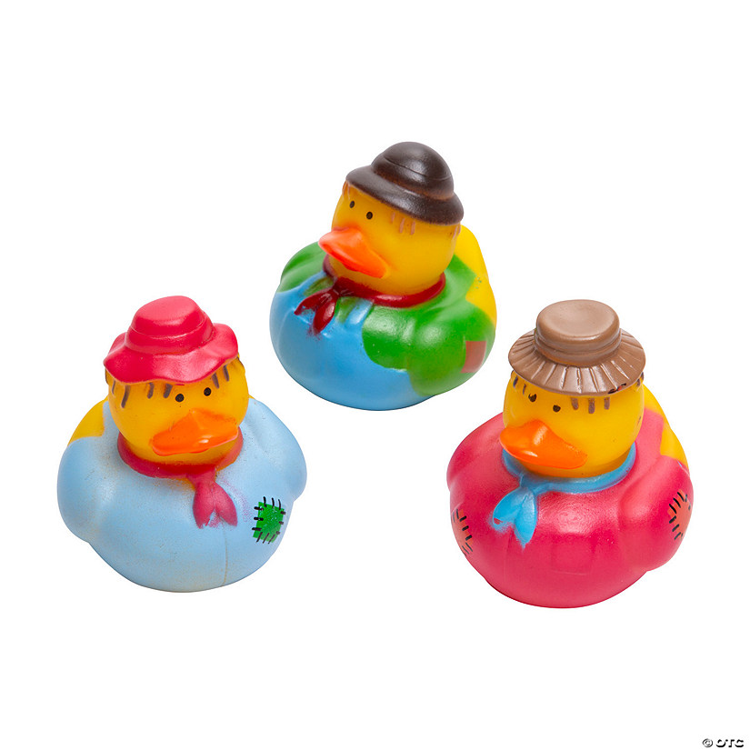 2" Fall Harvest Scarecrow Blue, Green & Pink Rubber Ducks - 12 Pc. Image