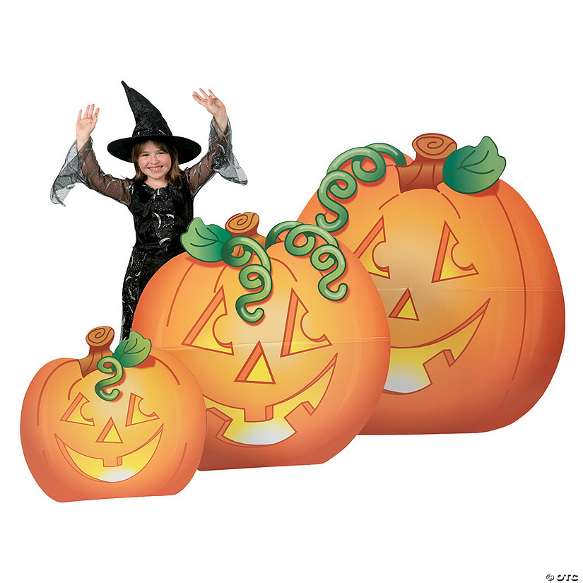 2 Ft. - 45 1/2" Jack-O-Lantern Cardboard Cutout Stand-Ups Halloween Decorations - 3 Pc. Image