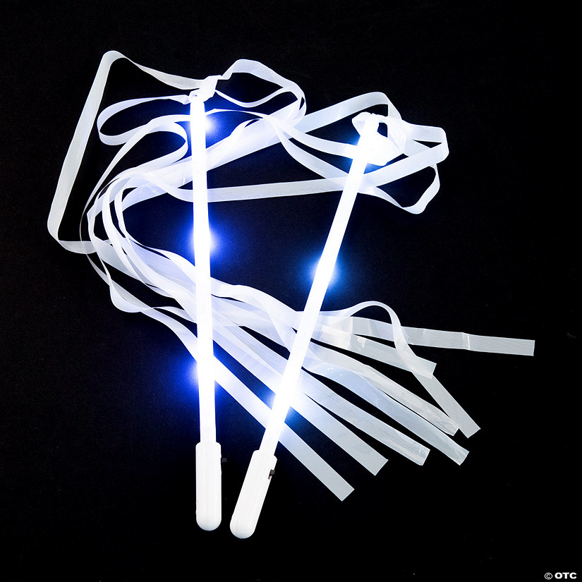 2 Ft. Light-Up White Ribbon Plastic Wands - 12 Pc. Image