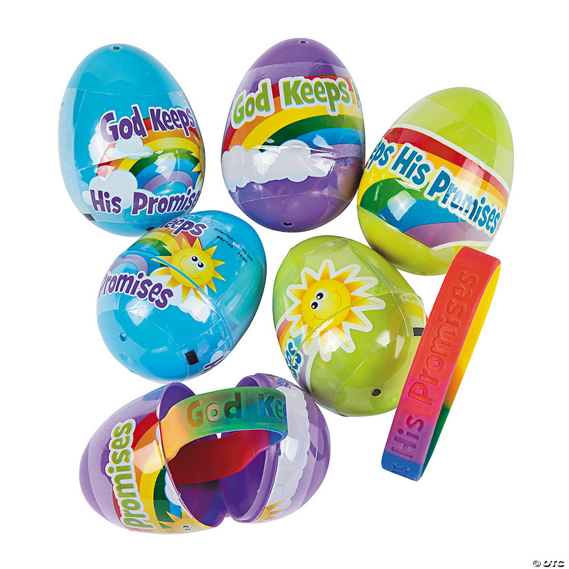 2" God Keeps His Promises Bracelet-Filled Plastic Easter Eggs - 12 Pc. Image