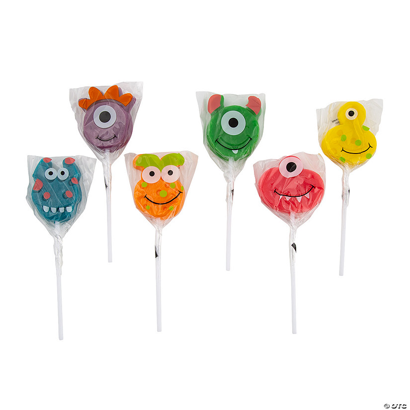 2" Goofy Smiling Brightly Colored Monster Lollipops - 12 Pc. Image