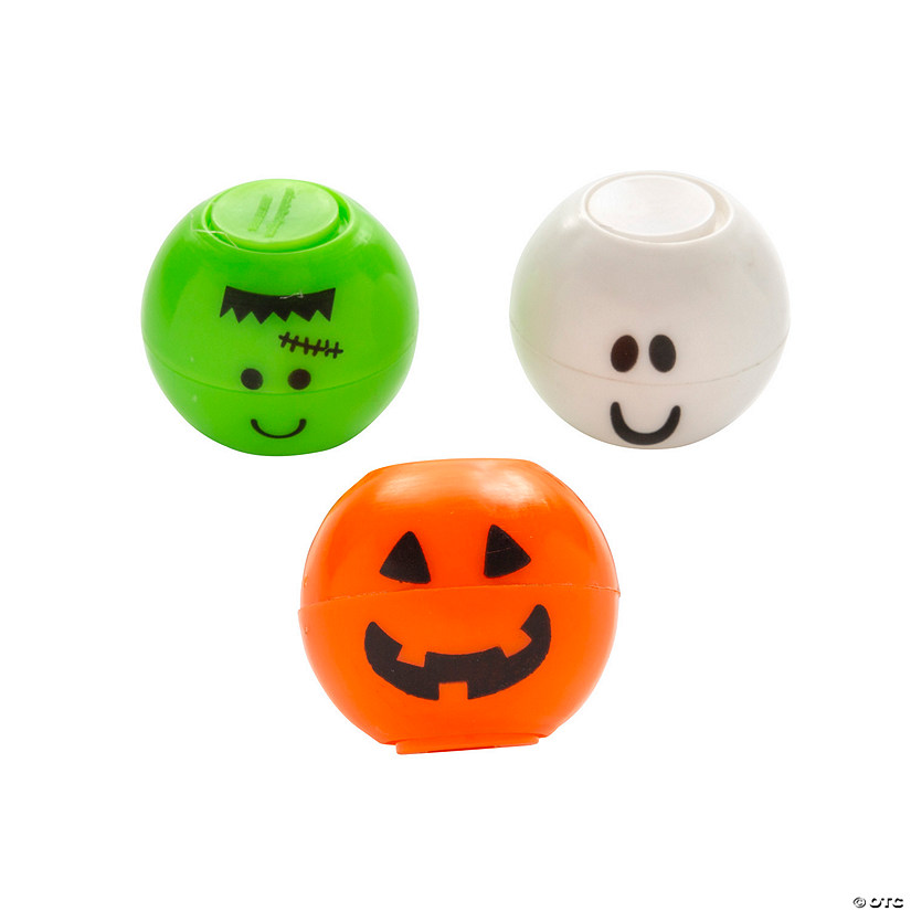 2" Halloween Monster Faces Plastic Fidget Spinner Balls &amp;#8211; 12 Pc. Image