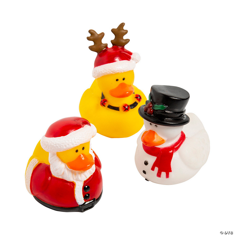 2" Holiday Characters Santa, Reindeer & Snowman Rubber Ducks - 12 Pc. Image