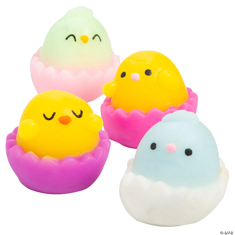 2" Large Easter Chicks in Eggshells Mochi Squish Toys - 12 Pc. Image