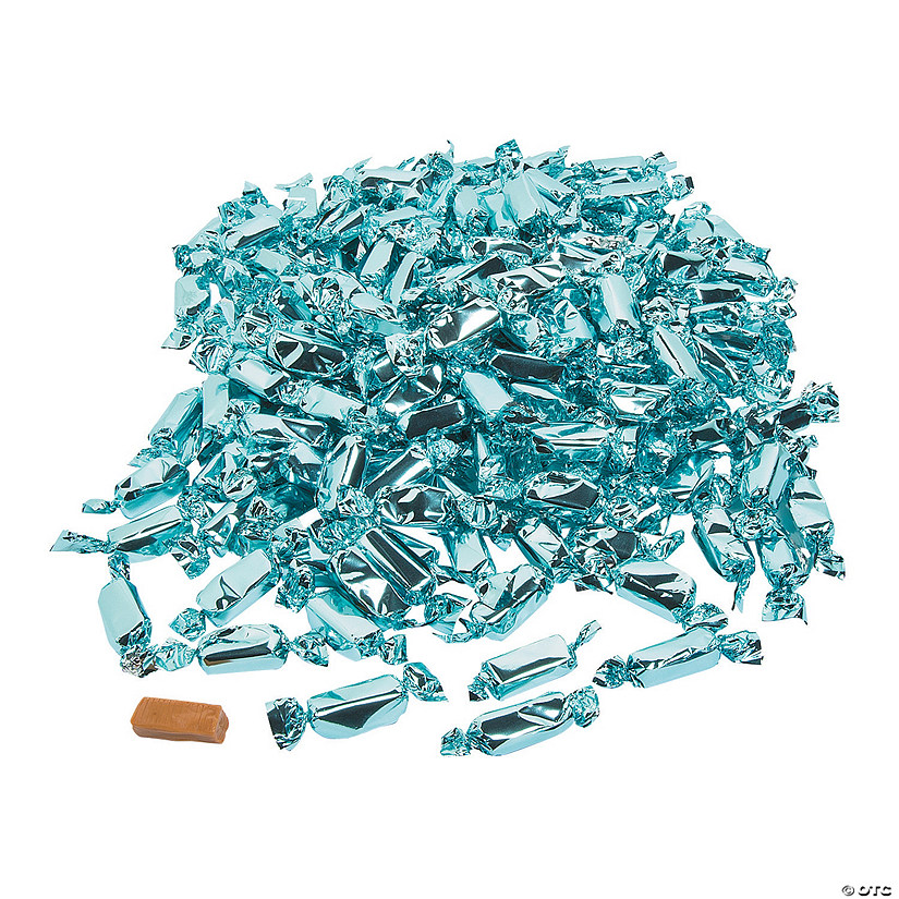 2 lbs. Classic Light Blue Foil-Wrapped Caramels - 189 Pc. Image