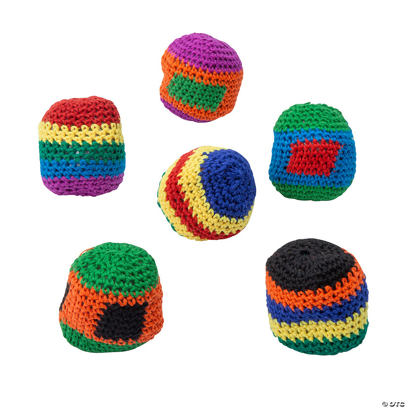 2'' Mini Classic Multicolor Polyester Knitted Kickballs - 12 Pc. Image